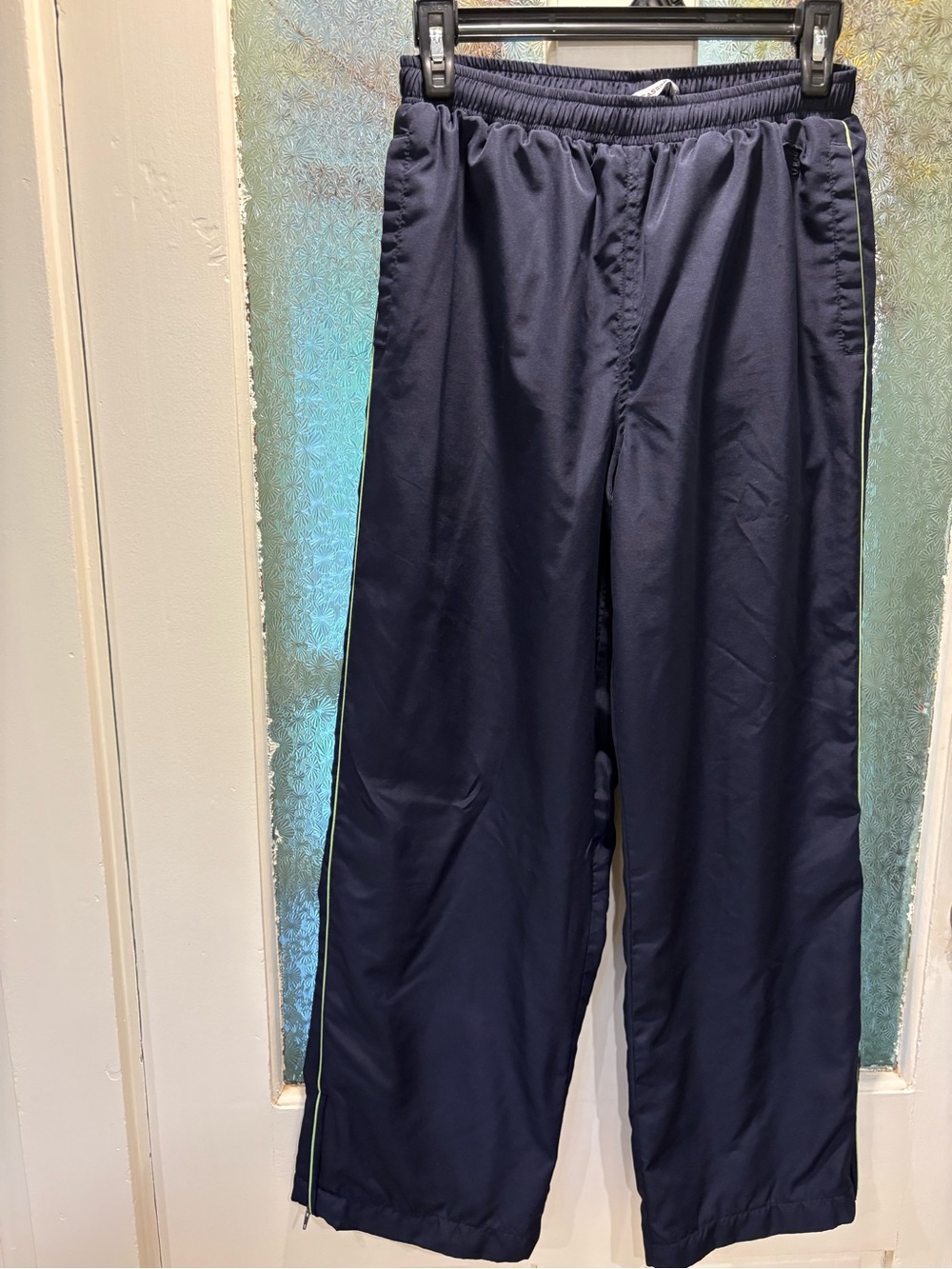 Oleg Cassini S  Navy Track Pants with Lime Side Stripe Women’s